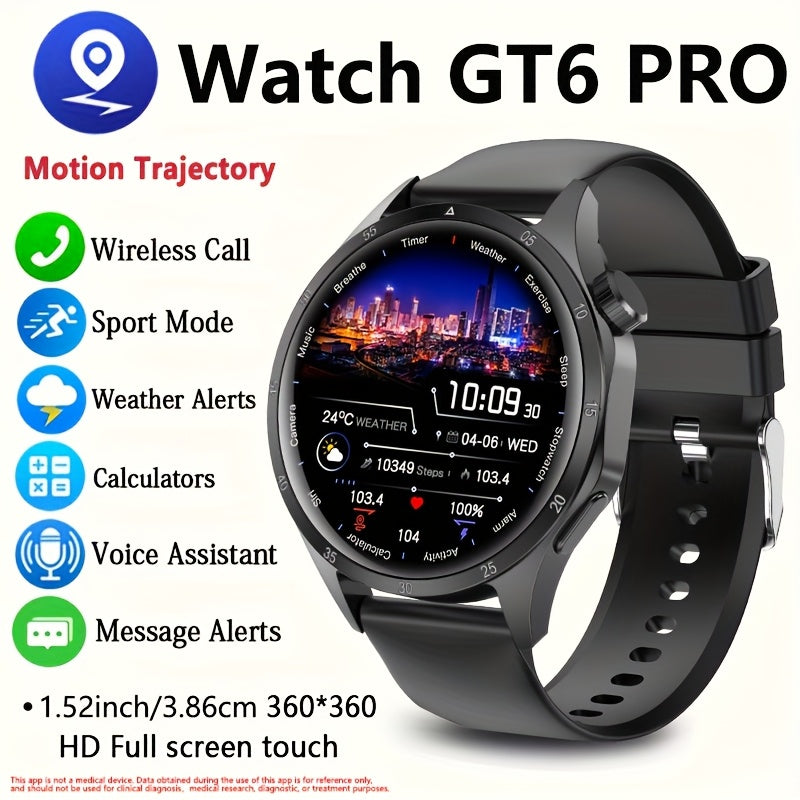 Paearofero - GT6 GPS Smartwatch With HD Display, Wireless Calls & 100 Sports Modes