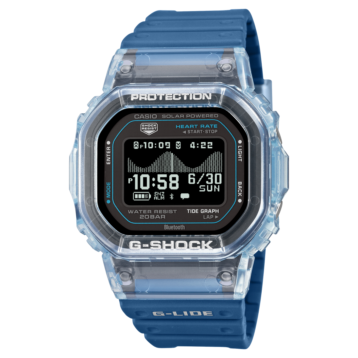 G-Shock Mens 200m G-Lide Heart Rate Bluetooth Solar - GBX-H5600-2