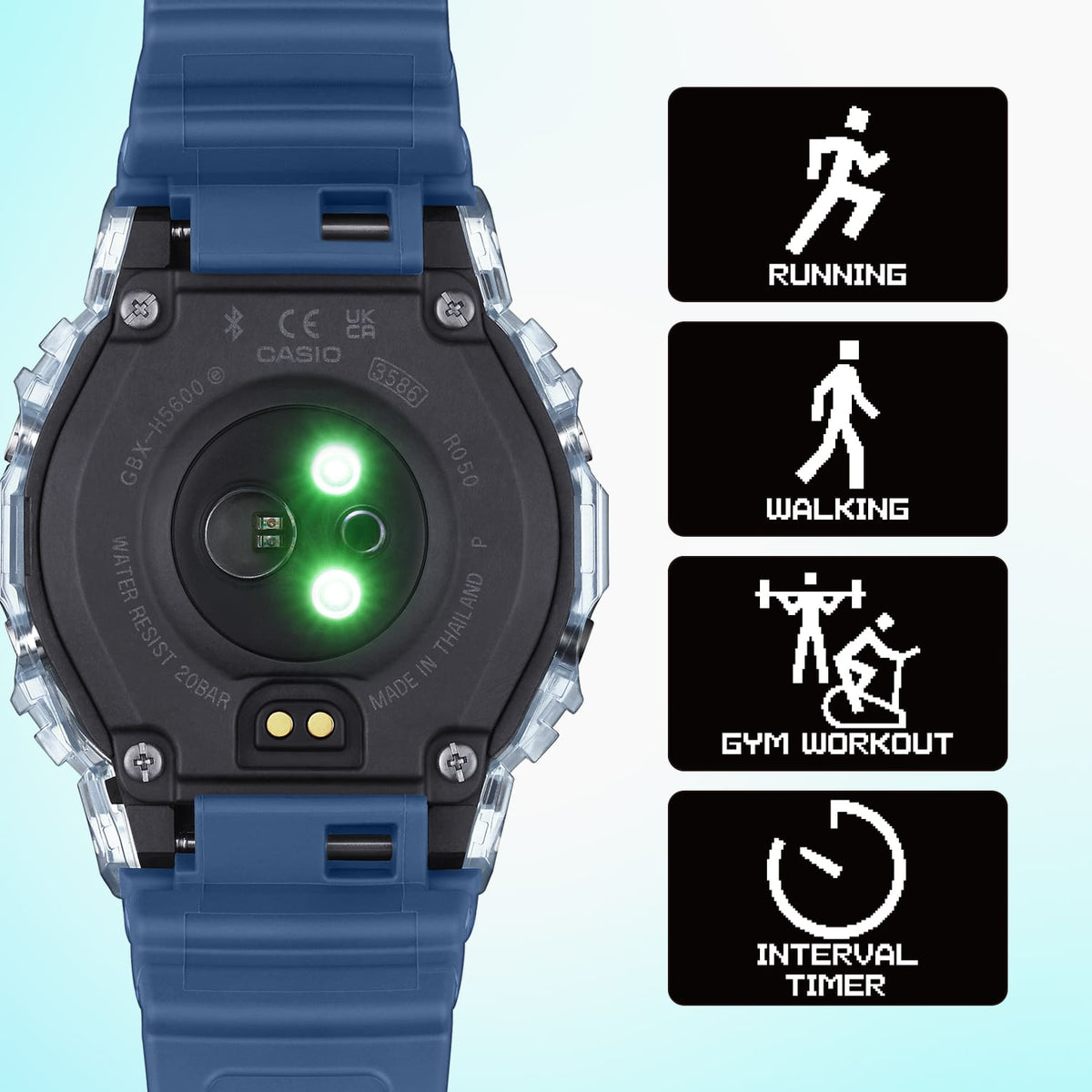 G-Shock Mens 200m G-Lide Heart Rate Bluetooth Solar - GBX-H5600-2