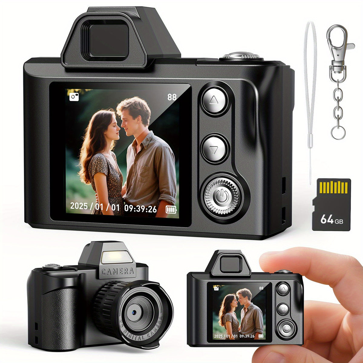 Mini HD Vlog Camera with 64GB Card Your Travel Essential