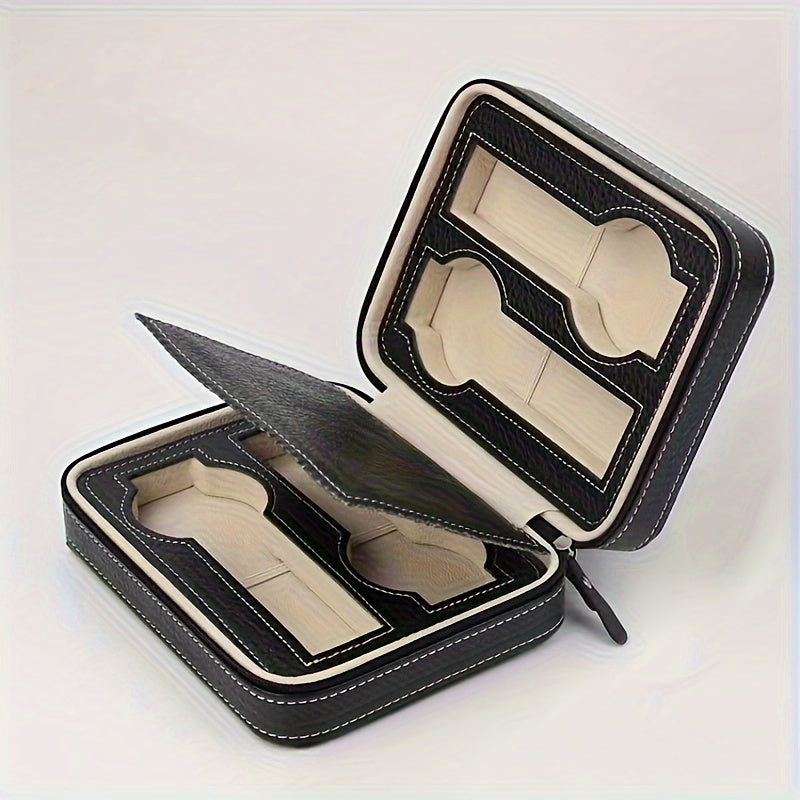 4 Slot Faux Leather Luxury Watch Travel Case
