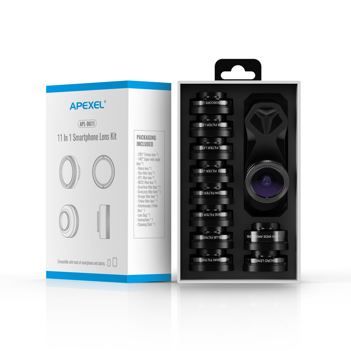 APEXEL - 11-In-1 Pro Mobile Photography Lens Kit for All Phones