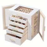 Chic Faux Leather Jewellery Box With Elegant 6Tier Organiser