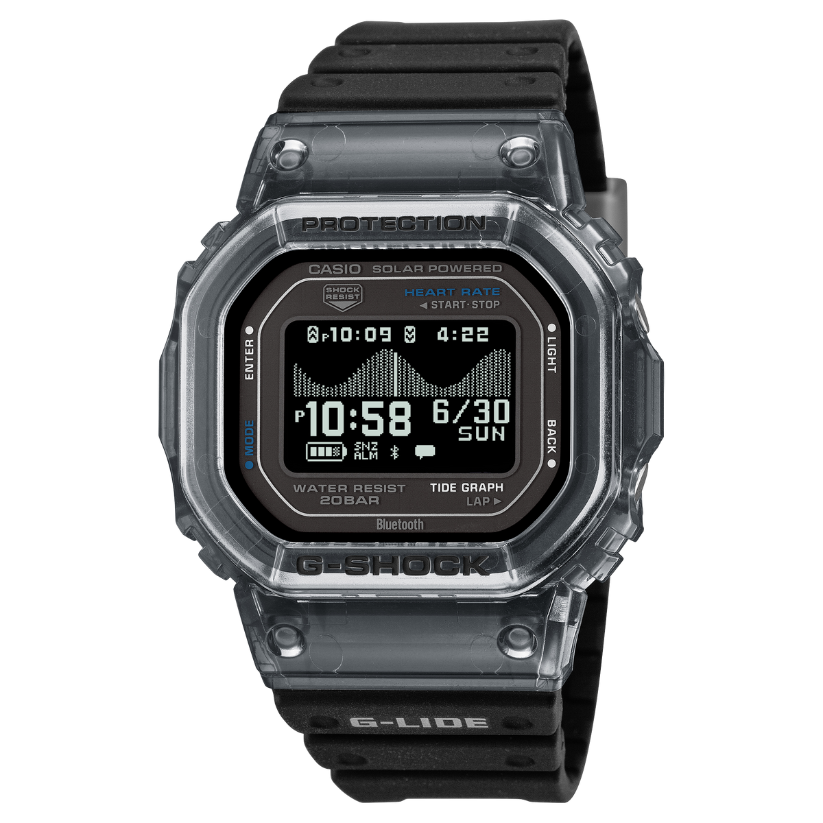 G-Shock Mens 200m G-Lide Heart Rate Bluetooth Solar - GBX-H5600-1