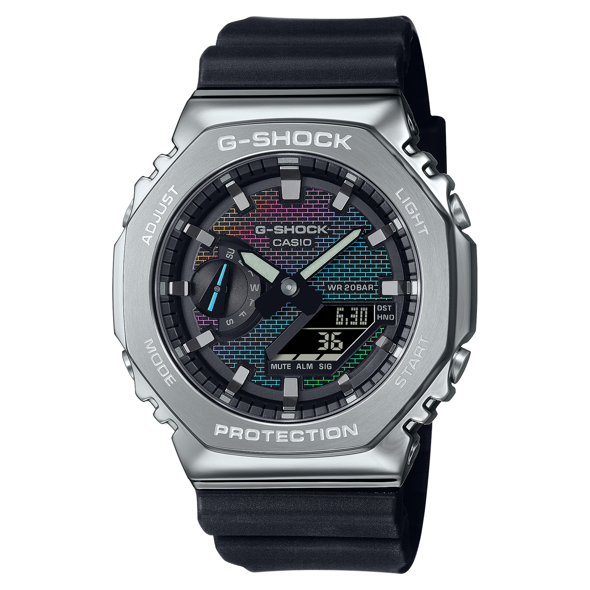 G-Shock Mens 200m G-Steel Rainbow Brick Wall - GM-2100RW-1