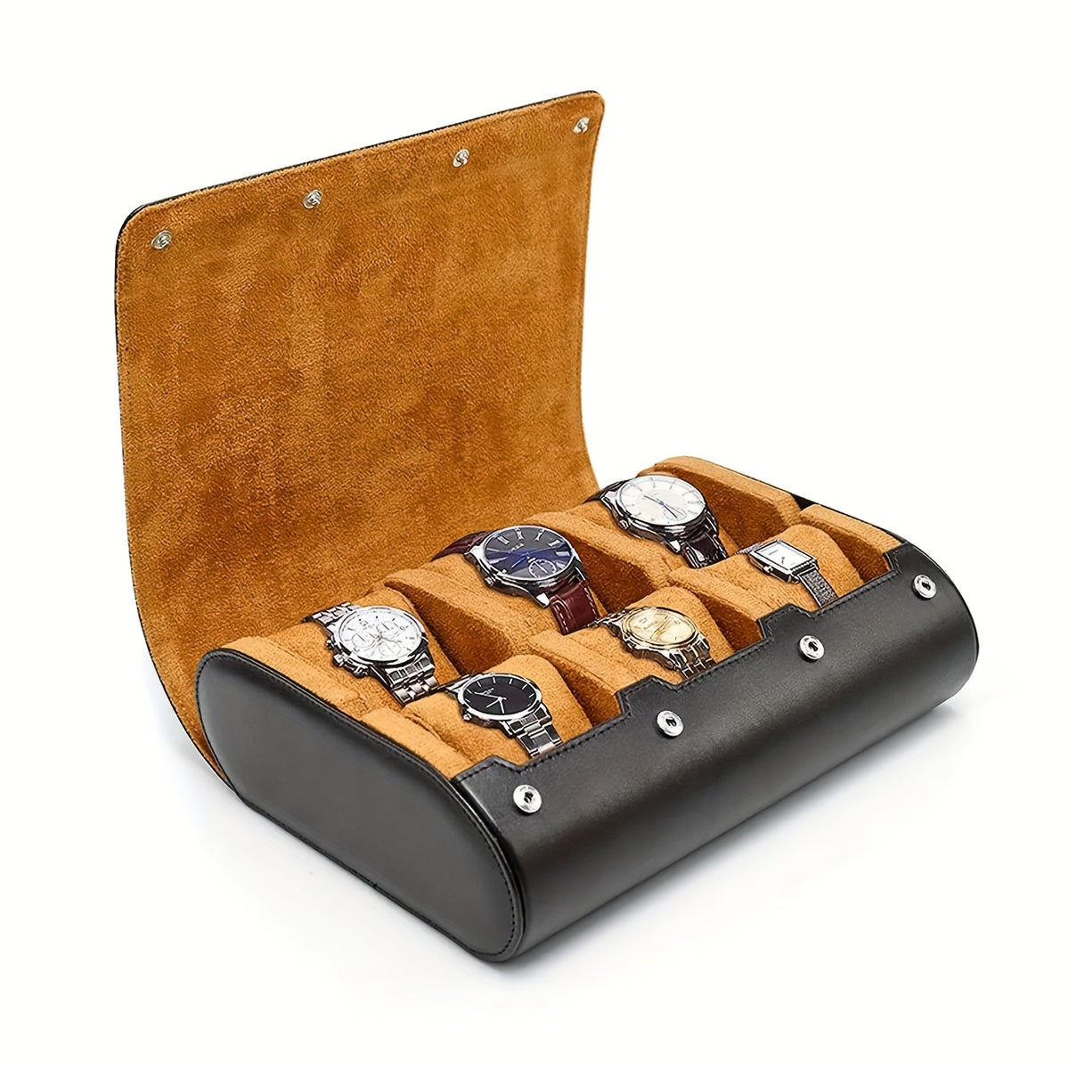 Luxury 6 Slot Faux Leather Watch Travel Case