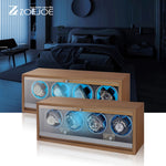 1pc 124 Slots Automatic Watch Winders with Serenity Blue Backlight And Memory Foam Pad Open Lid Stop Tech And 4 Rotation Modes USB Cable Solely Ideal Choice for Gifts Without Battery